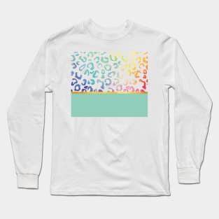 Rainbow leopard print, golden lining, mint Long Sleeve T-Shirt